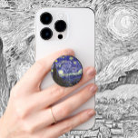 Starry Night by Vincent van Gogh PopSocket<br><div class="desc">Starry Night by Vincent van Gogh is a vintage fine art post impressionism landscape cityscape painting featuring a view of Saint Remy, France from van Gogh's asylum. The night sky is swirling with clouds with a bright crescent moon and shining stars over the quaint village. Starry Night is probably van...</div>