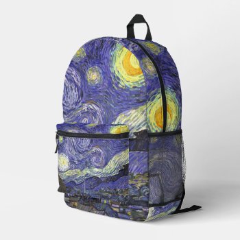 Starry Night By Vincent Van Gogh Printed Backpack by VanGogh_Gallery at Zazzle