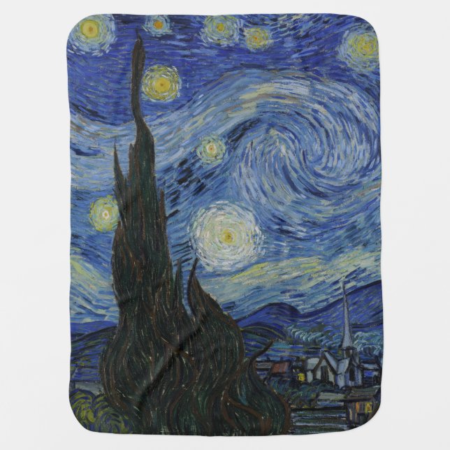 Starry Night by Vincent Van Gogh Receiving Blanket (Front)