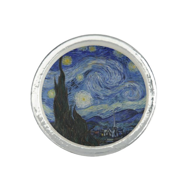 Starry Night by Vincent Van Gogh Ring (Front)