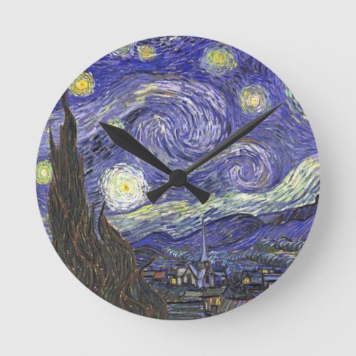 Starry Night by Vincent van Gogh Round Clock