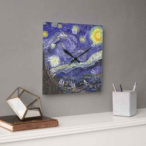 Starry Night by Vincent van Gogh Square Wall Clock