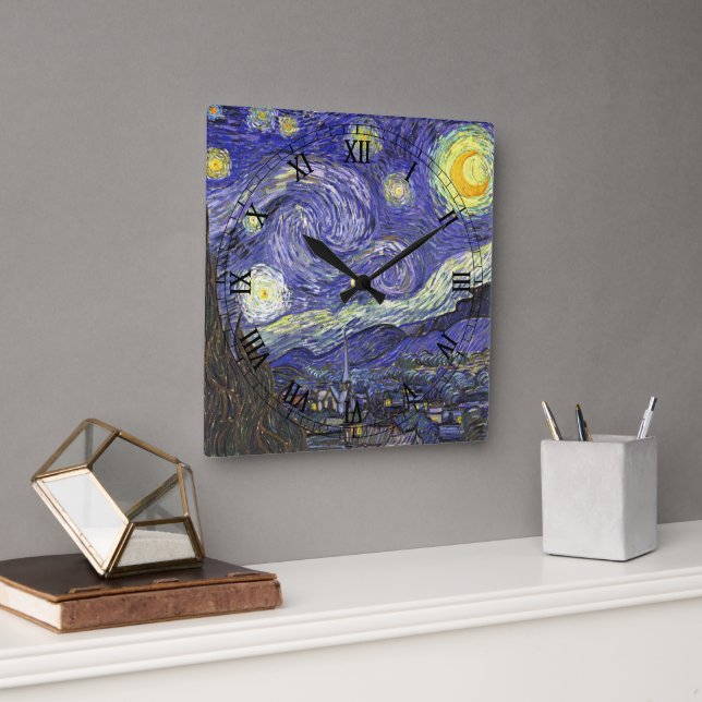 Starry Night by Vincent van Gogh Square Wall Clock (Office)