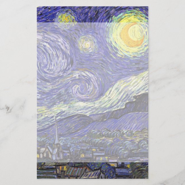 Starry Night by Vincent van Gogh Stationery (Front)