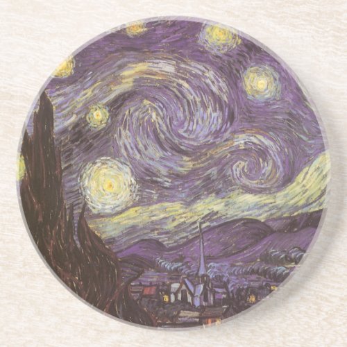 Starry Night by Vincent van Gogh Vintage Fine Art Drink Coaster