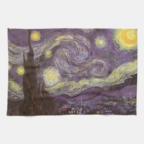 Starry Night by Vincent van Gogh Vintage Fine Art Kitchen Towel