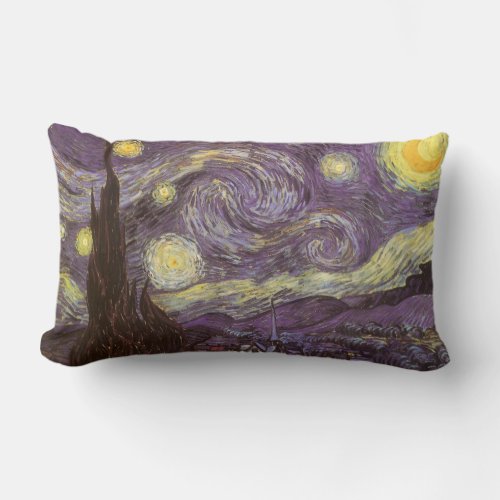 Starry Night by Vincent van Gogh Vintage Fine Art Lumbar Pillow