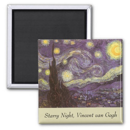 Starry Night by Vincent van Gogh Vintage Fine Art Magnet