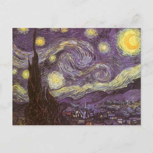 Starry Night by Vincent van Gogh Vintage Fine Art Postcard