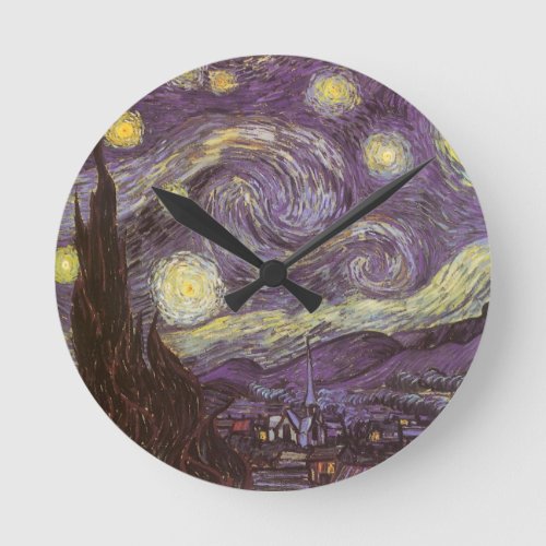 Starry Night by Vincent van Gogh Vintage Fine Art Round Clock
