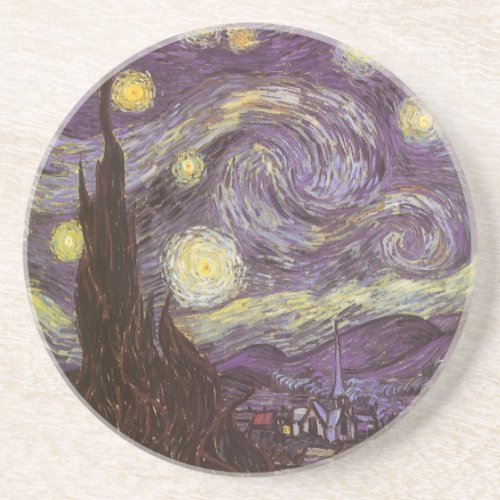 Starry Night by Vincent van Gogh Vintage Fine Art Sandstone Coaster