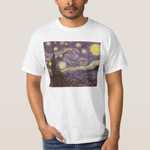 Starry Night by Vincent van Gogh Vintage Fine Art T_Shirt