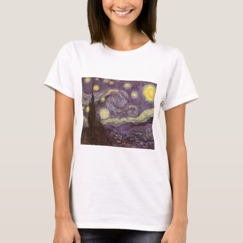 Starry Night by Vincent van Gogh Vintage Fine Art T_Shirt