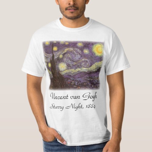 Starry Night by Vincent van Gogh Vintage Fine Art T_Shirt