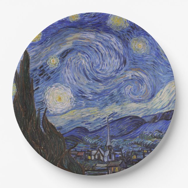 Starry night by Vincent Willem van Gogh painting Paper Plates (Front)