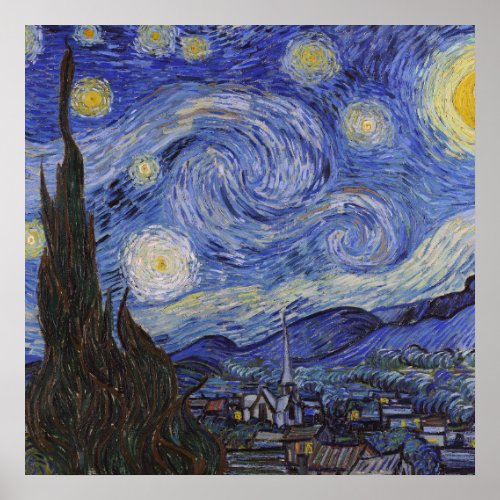 Starry night by Vincent Willem van Gogh painting Poster