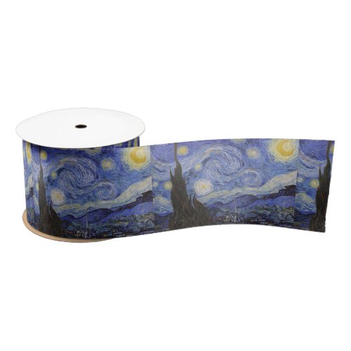 Starry night by Vincent Willem van Gogh painting Satin Ribbon