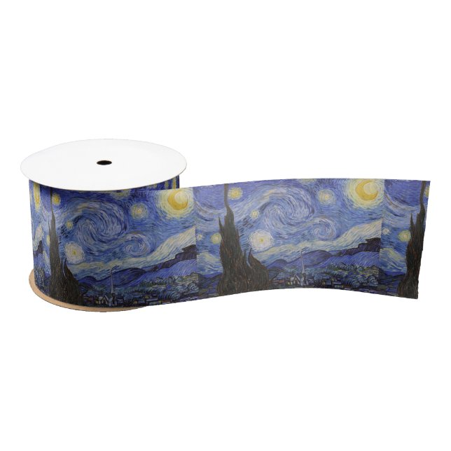 Starry night by Vincent Willem van Gogh painting Satin Ribbon (Spool)