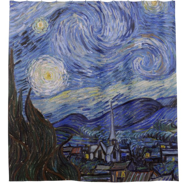 Starry night by Vincent Willem van Gogh painting Shower Curtain (Front)