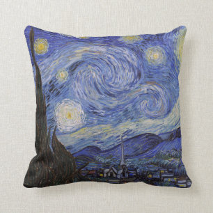 Starry night by Vincent Willem van Gogh painting Throw Pillow