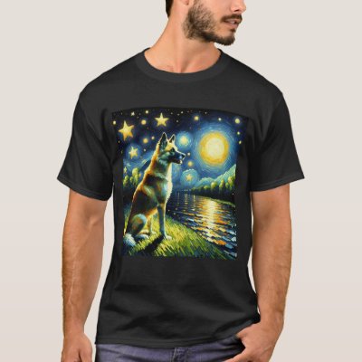 Starry Night Canaan Dog Van Gogh Lover T-Shirt