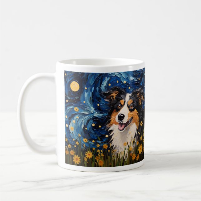 Starry Night Canine Dreamscape - Van Gogh Inspired Coffee Mug (Left)
