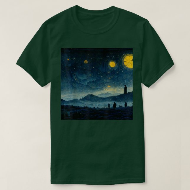 Starry Night Caspar David Friedrich  T-Shirt (Design Front)
