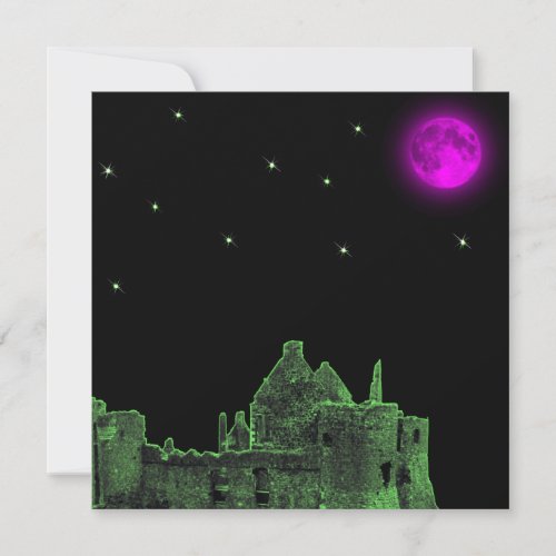 Starry Night Castle Goth Wedding Invitation