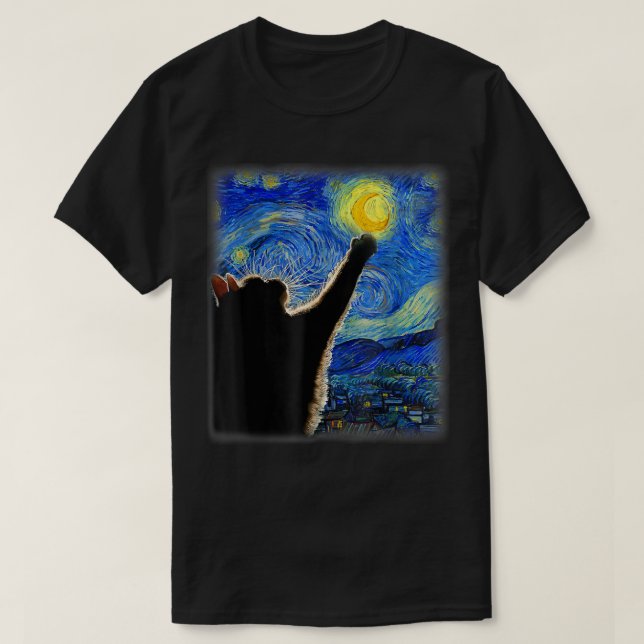 Starry Night Cat, Cat Mom, Cat Dad, Cat Lover, Van T-Shirt (Design Front)