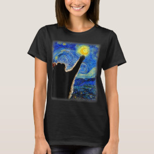 Starry Night Cat, Cat Mom, Cat Dad, Cat Lover, Van T-Shirt