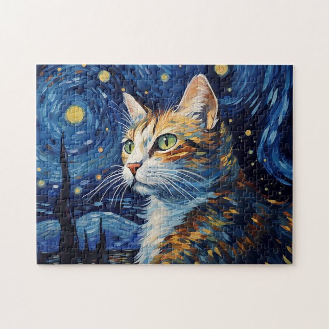 Starry Night Cat Jigsaw Puzzle (Horizontal)