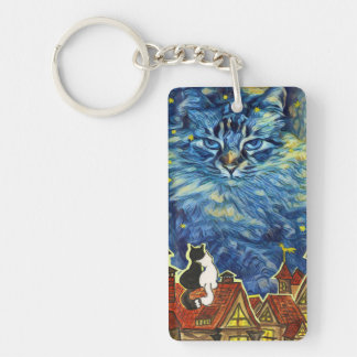 Starry Night Cat Keychain