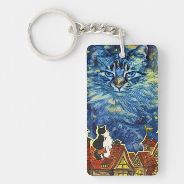 Starry Night Cat Keychain (Front)
