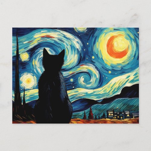 Starry Night Cat Postcard