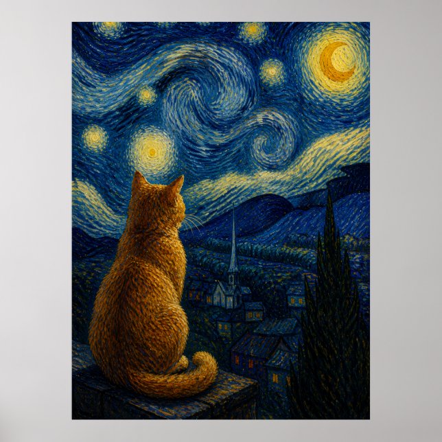 starry night cat poster (Front)