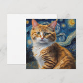 Starry Night Cat Square Postcard (Front/Back)
