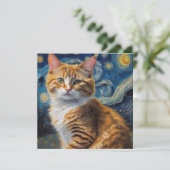 Starry Night Cat Square Postcard (Standing Front)