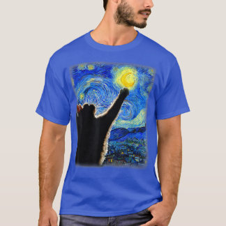 Starry Night Cat, Van Gogh Cat, Cat Lover, Cat Mom T-Shirt