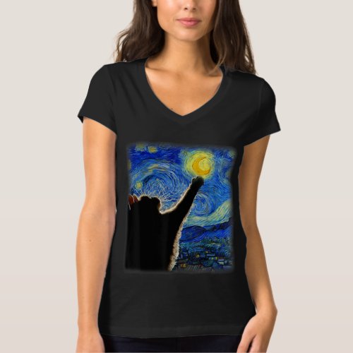 Starry Night Cat Van Gogh Cat Lover Cat Dad Mom T T_Shirt