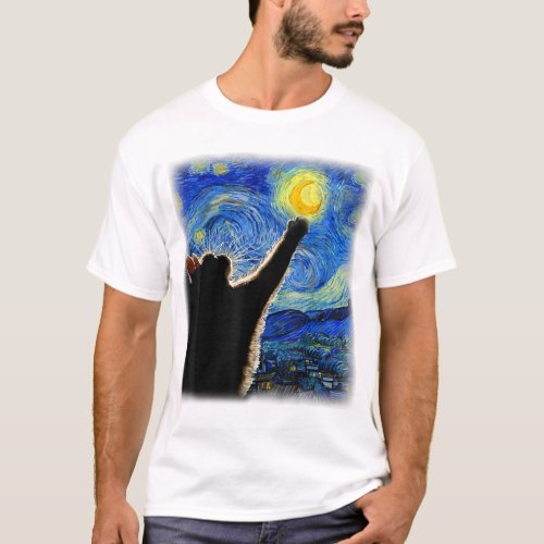 Starry Night Cat Van Gogh Cat Lover Cat Dad Mom T T_Shirt