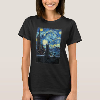 Starry Night Cat, Van Gogh Cat Lovers Gifts Cat Mo T-Shirt