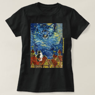 Starry Night Cat with Site for Women T-Shirt