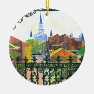 Starry Night Cathedral Ceramic Ornament
