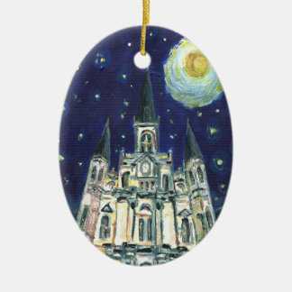 Starry Night Cathedral Ceramic Ornament