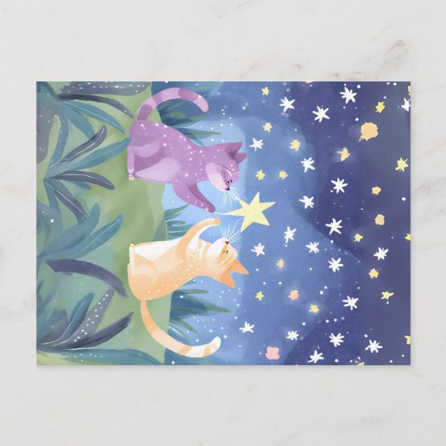 Starry Night Cats Postcard (Front)