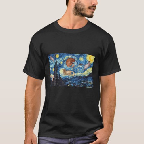 Starry Night Cats Van Gogh Famous Painting Cat Lov T_Shirt