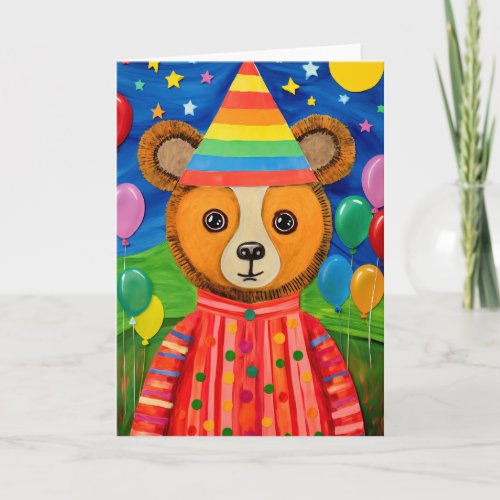 Starry Night Celebration Cute Kids Birthday Card