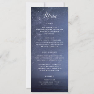 Starry Night Celestial Galaxy Stars Wedding Menu Invitation
