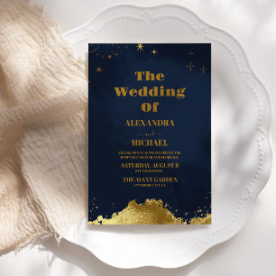 Starry Night Celestial Galaxy Wedding Invitation