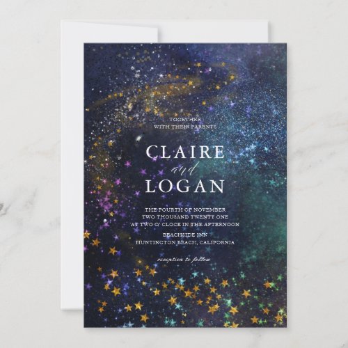 Starry Night Celestial Galaxy Wedding Invitation